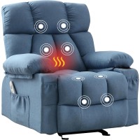 Massage Recliner Chair with Heat and Vibration, Ergonomic Rocking Lounge Chair with 4 Side Pockets, 2 Cup Holders, USB Charging Port - SL-1026